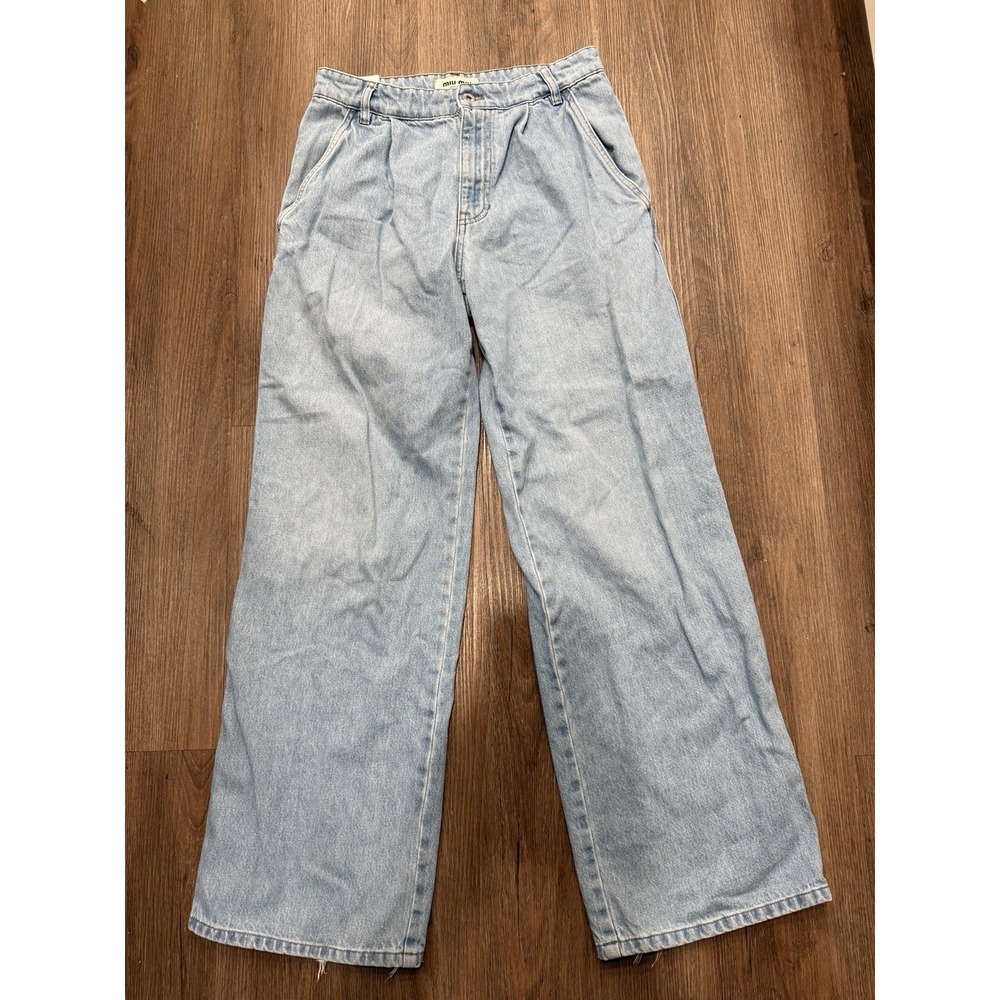 MIU MIU Blue Wide-Leg‎ Jeans Distressed Size 38